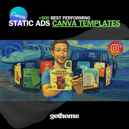 500+ Pre-Tested Best-Performing Static Ads w/ Canva Templates